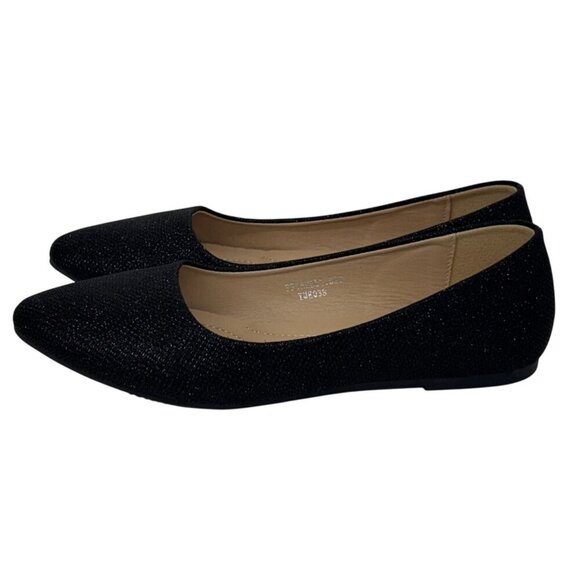 LUCITA / Friendly / Black / Glitter / Slip-On / Ballet / Flats / Pointed Toe - Picture 3 of 9